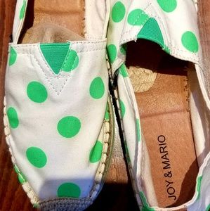 green polka dot espadrilles